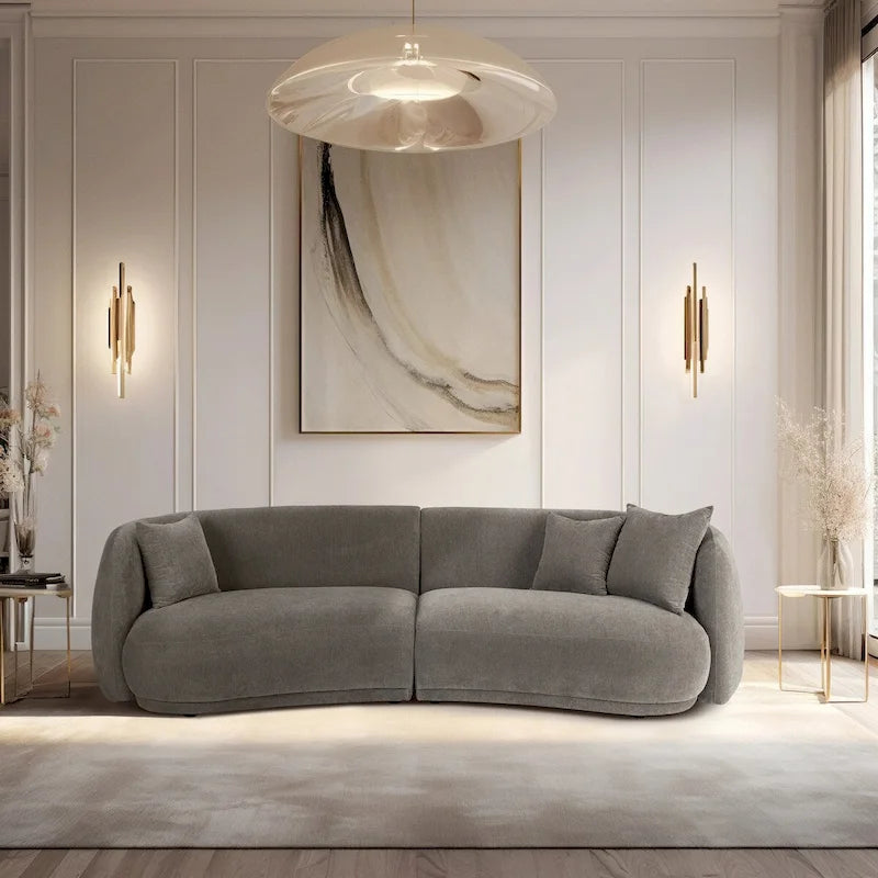 Sagebrook Home Neutral Modern 4 Seat Rectangle Curved Sofa - 117 x 49 x 31