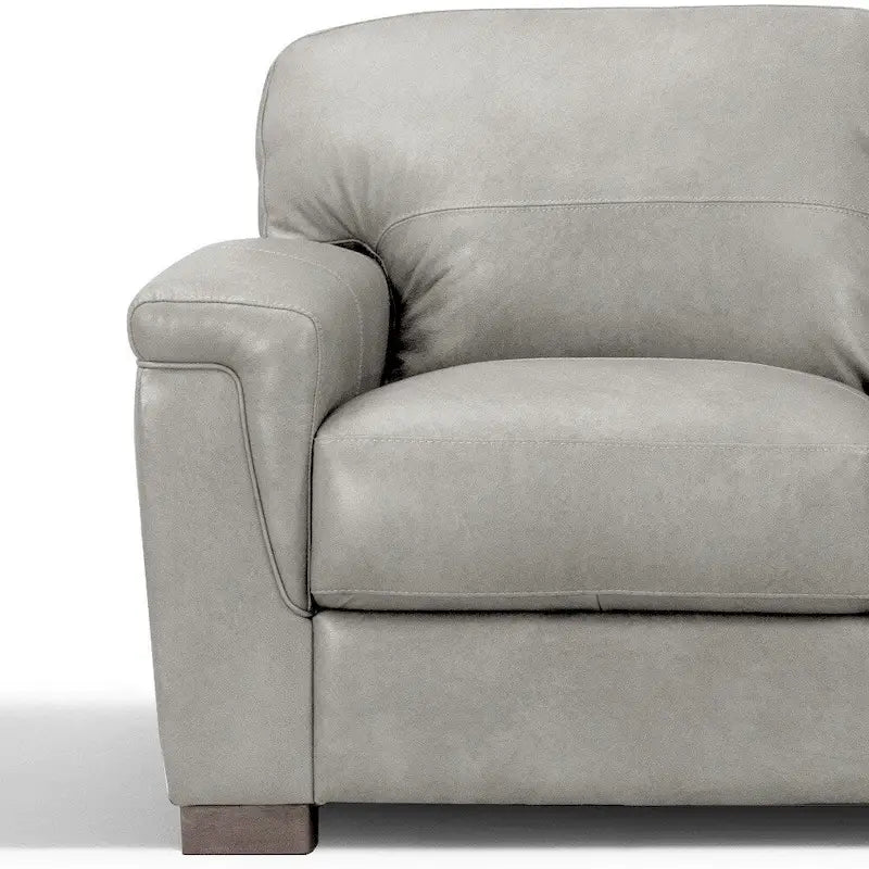 HomeRoots 91 Gray Leather Sofa With Black Legs - 91