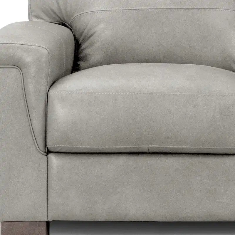 HomeRoots 91 Gray Leather Sofa With Black Legs - 91