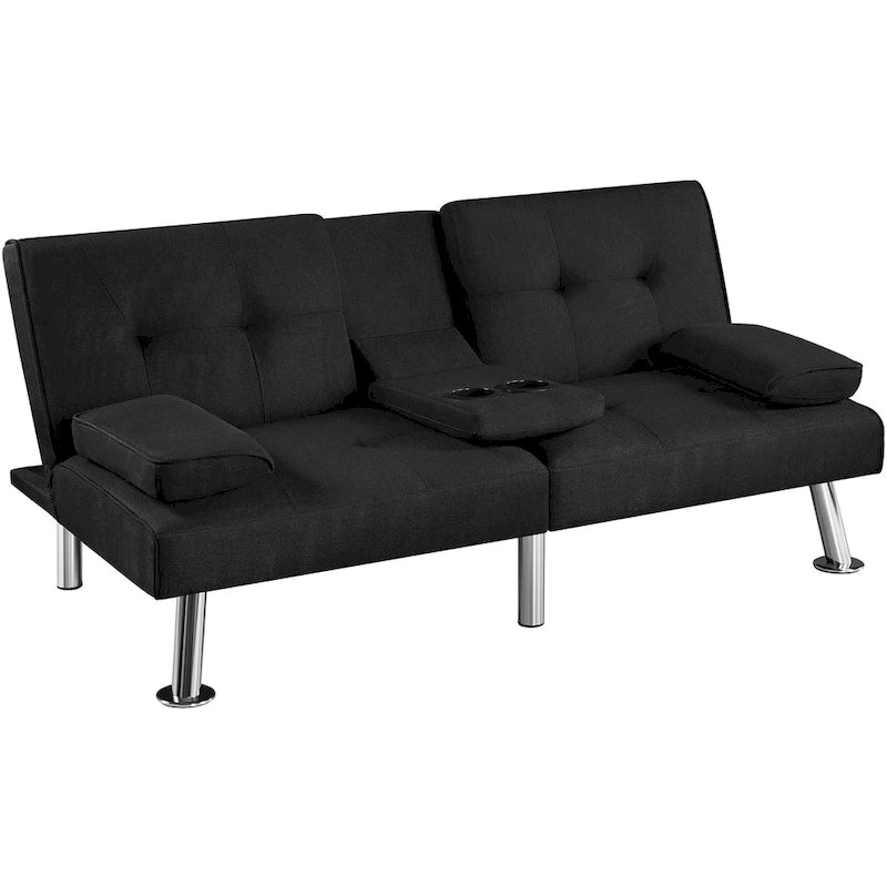 Yaheetech Fabric Upholstered Convertible Futon Sofa Bed