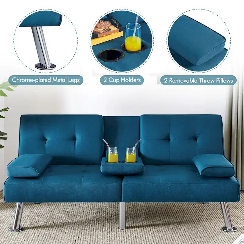 Divano Letto Futon Convertibile in Tessuto Yaheetech