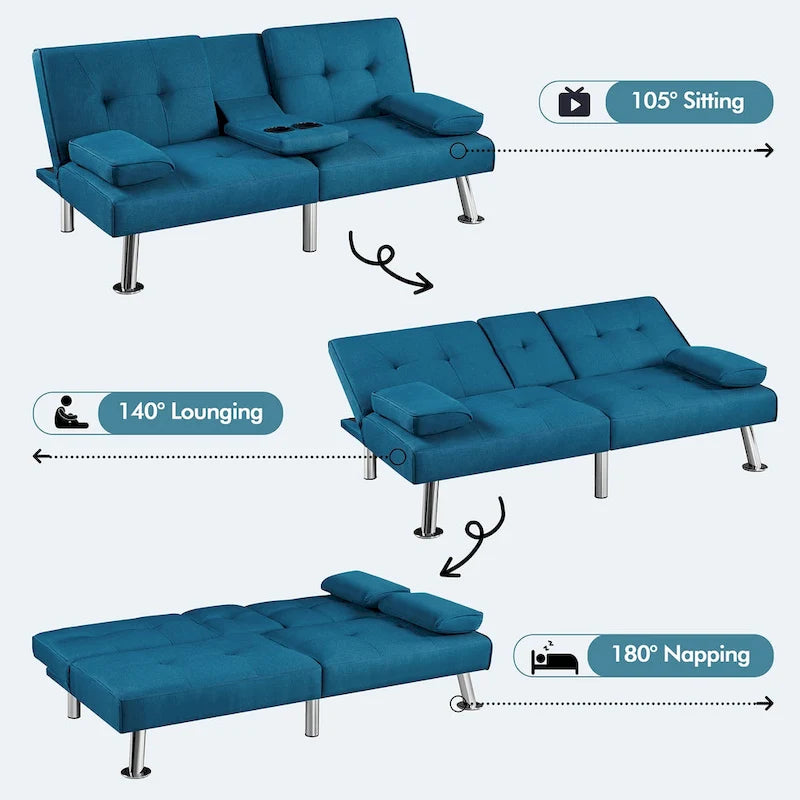 Divano Letto Futon Convertibile in Tessuto Yaheetech