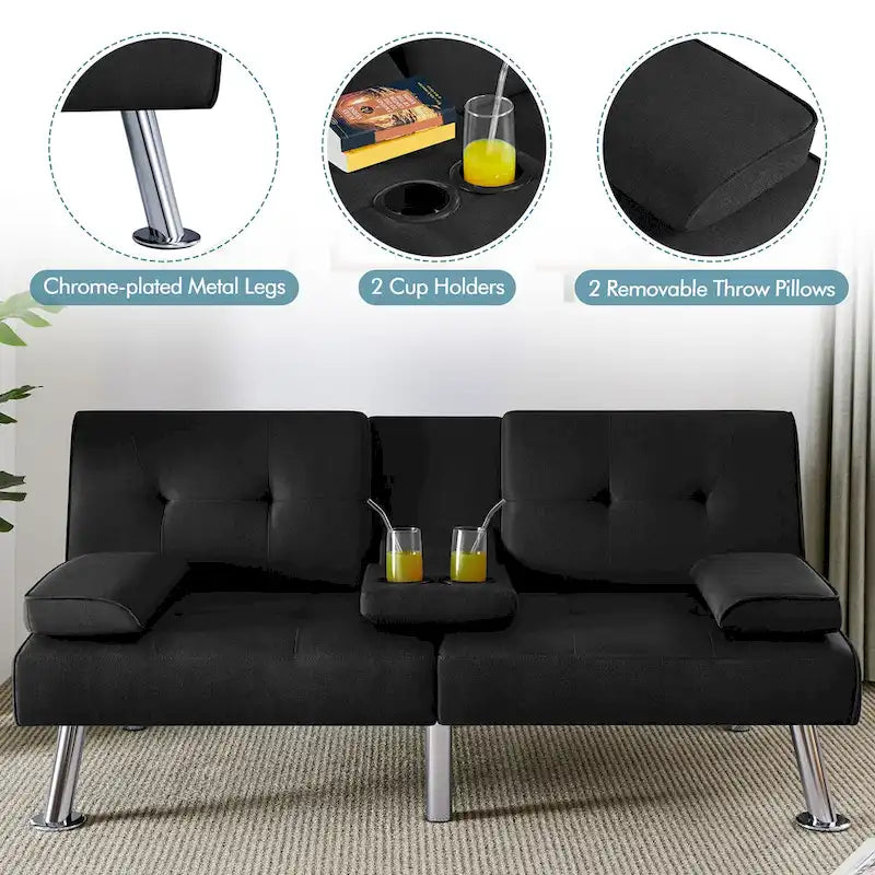 Divano Letto Futon Convertibile in Tessuto Yaheetech