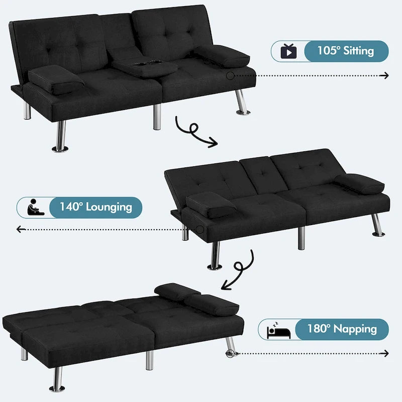 Divano Letto Futon Convertibile in Tessuto Yaheetech