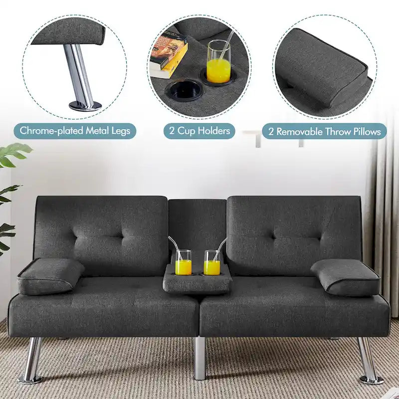 Divano Letto Futon Convertibile in Tessuto Yaheetech