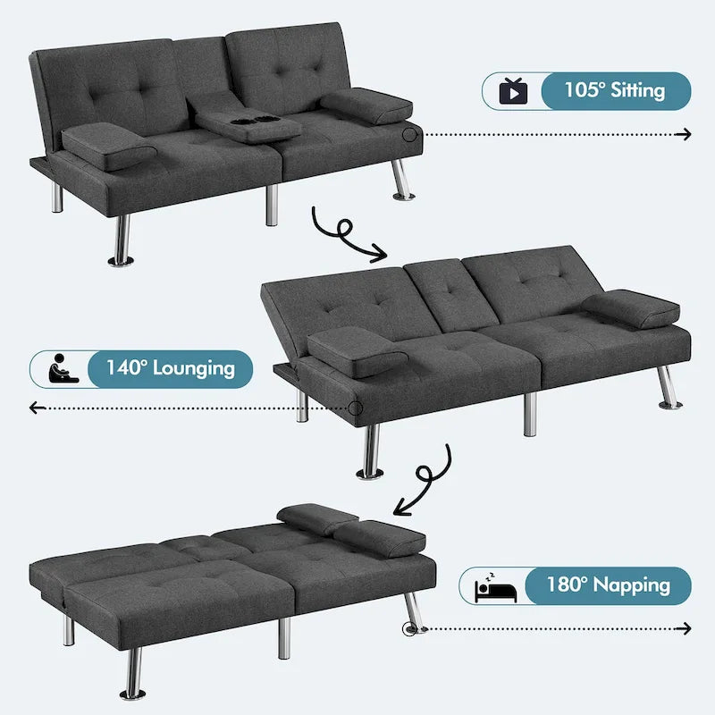 Divano Letto Futon Convertibile in Tessuto Yaheetech