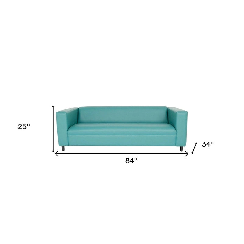 HomeRoots 84 Blue Faux Leather Sofa With Black Legs - 84