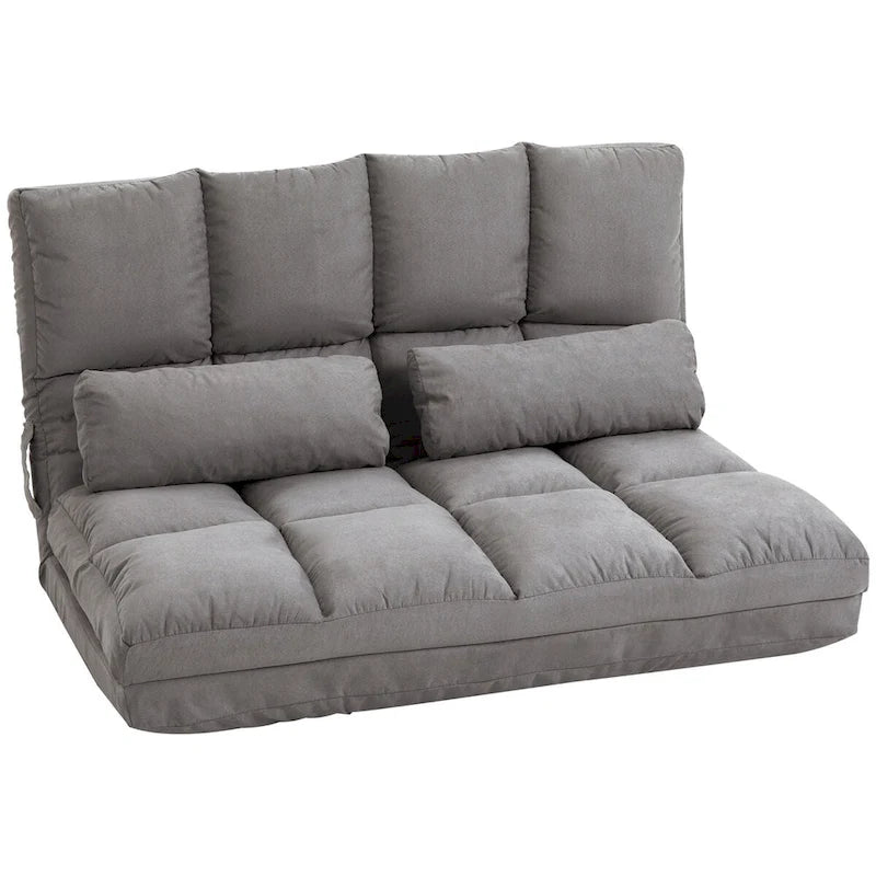 Divano-letto convertibile da pavimento con 2 cuscini e schienale regolabile