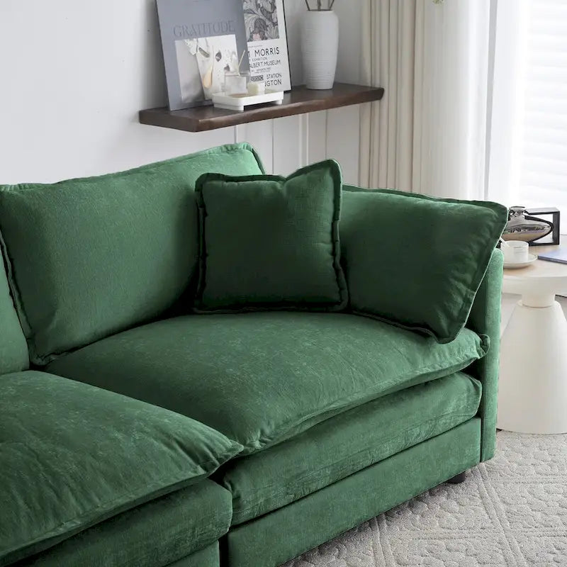 3-Piece Sofa Set Oversized Sofa Comfy Chenille Deep Seat Sofa Couch with 2 Loveseat and 3 Seater Sofa
