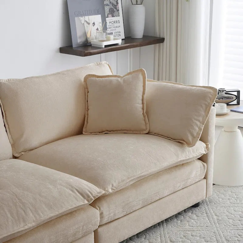 3-Piece Sofa Set Oversized Sofa Comfy Chenille Deep Seat Sofa Couch with 2 Loveseat and 3 Seater Sofa