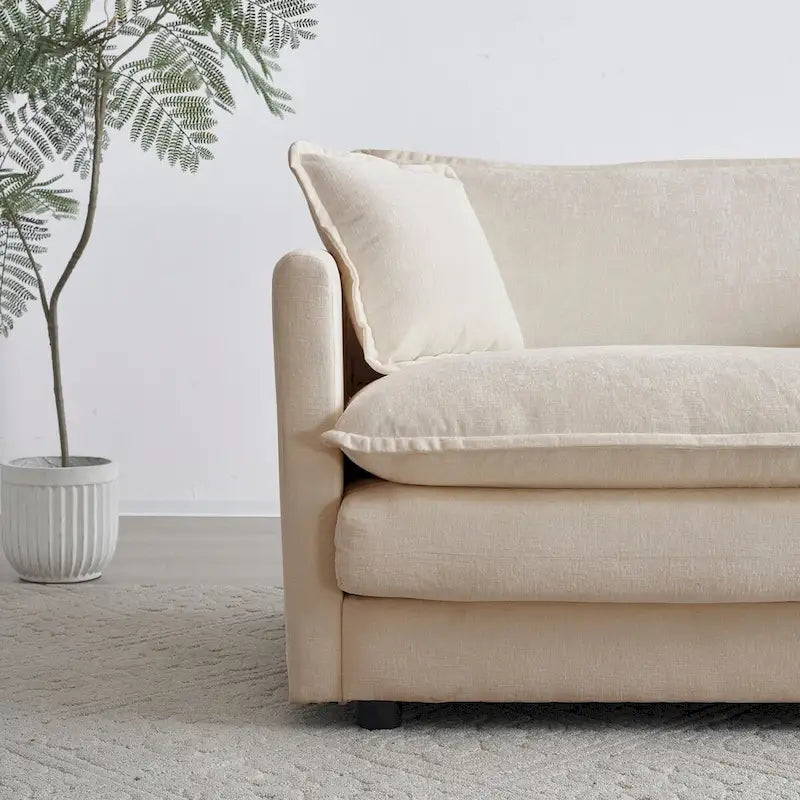 3-Piece Sofa Set Oversized Sofa Comfy Chenille Deep Seat Sofa Couch with 2 Loveseat and 3 Seater Sofa