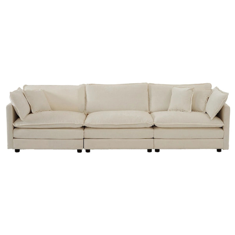 3-Piece Sofa Set Oversized Sofa Comfy Chenille Deep Seat Sofa Couch with 2 Loveseat and 3 Seater Sofa
