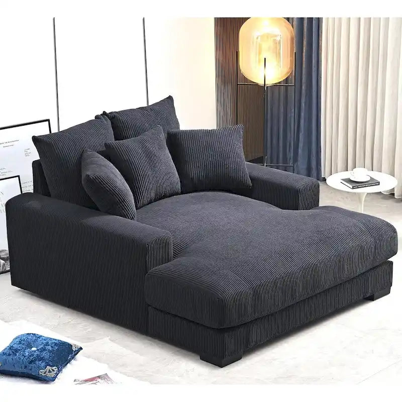 Divano chaise longue oversize Luxe di US Pride Furniture, in morbido tessuto a coste, per soggiorno e camera da letto