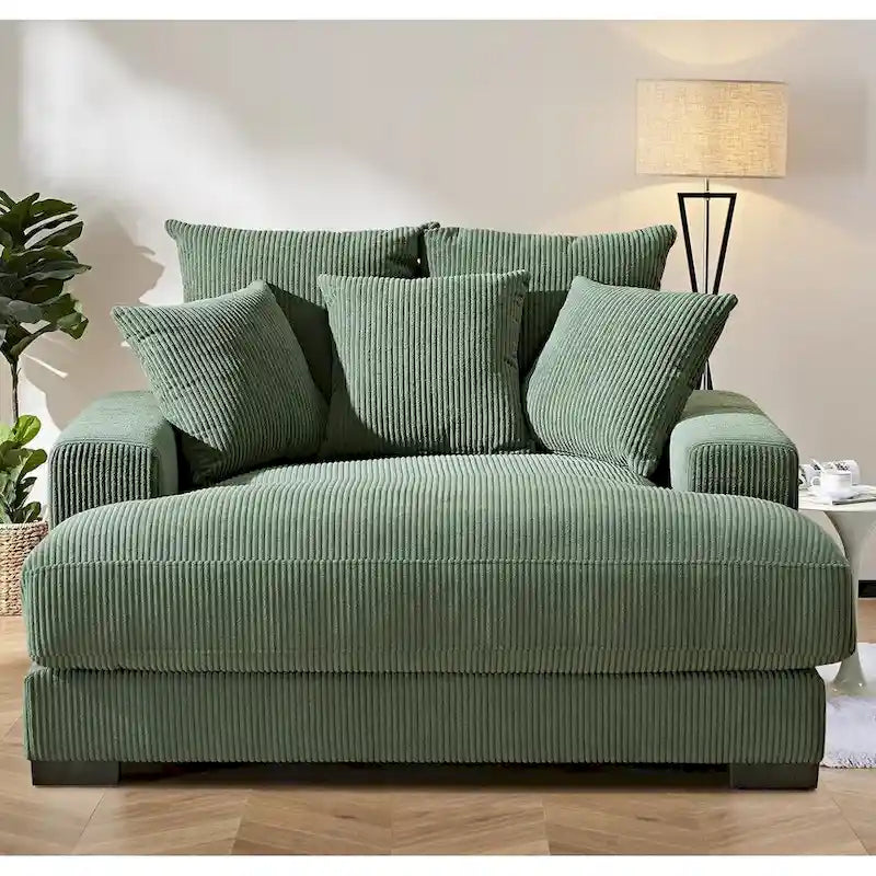 Chaise longue US Pride Furniture Luxe oversize in morbido tessuto a coste per soggiorno e camera da letto