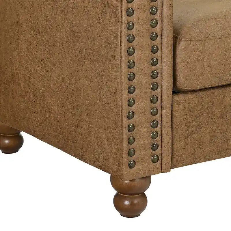 Traditional Living Room Upholstered Sofa,Tufted Fabric Sofa Couch