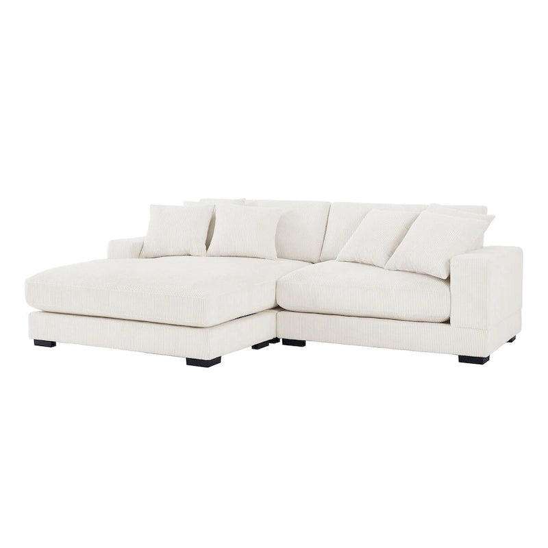 106.28inch Sectional Couch Covers L Shaped Corduroy Sofa Covers Chaise Lounge Cover 2 Pieces with 6pcs Pillows