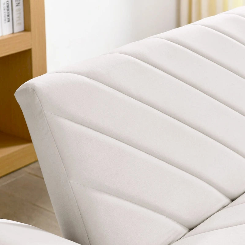 87 Velvet Convertible Folding Sofa Bed with Adjustable Armrests