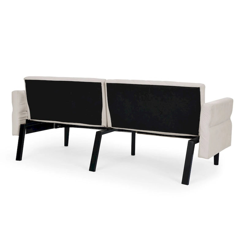 87 Velvet Convertible Folding Sofa Bed with Adjustable Armrests
