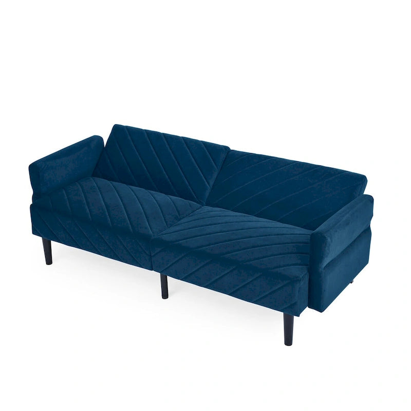 87 Velvet Convertible Folding Sofa Bed with Adjustable Armrests