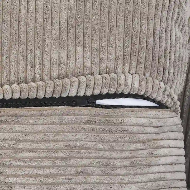 L-shaped Modular Sectional Sofa Corduroy Upholstered Couch with Chaise Ottoman and 3 pillows