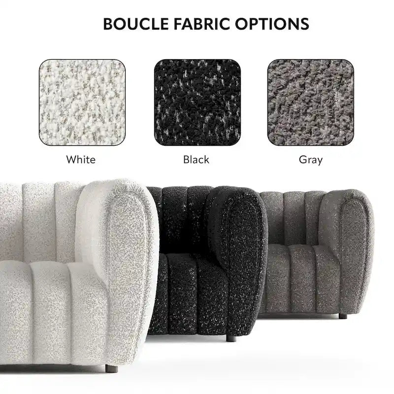 Furniture of America Lucinda Modern Vertical Channel Tufted Boucle Accent Sofa Couch with Wooden Legs