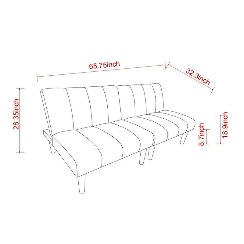 Corduroy Fabric, Wooden Legs Convertible Sofa Bed (Color:Blue)