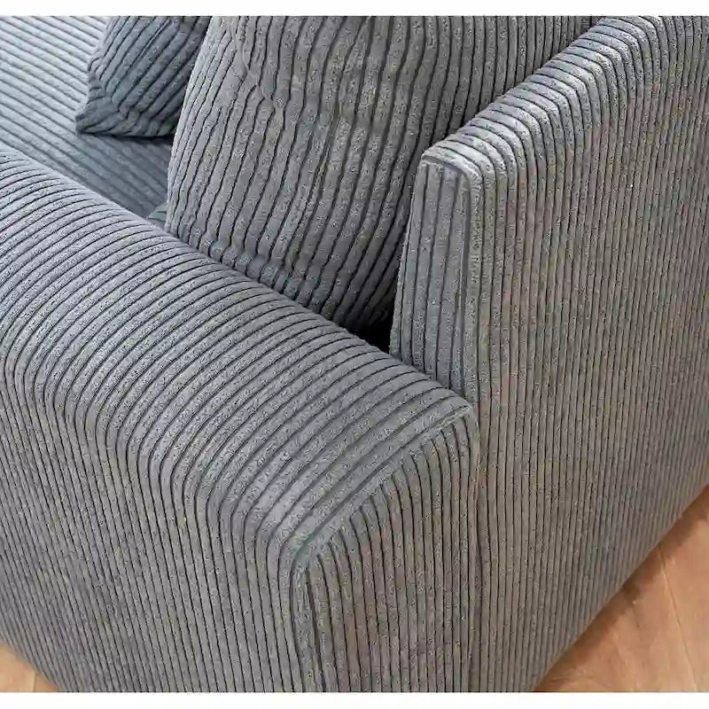 Luxe Sleeper Sofa with Soft Corduroy Upholstery Double Chaise Design Convertible to Twin Size Bed Extra Large