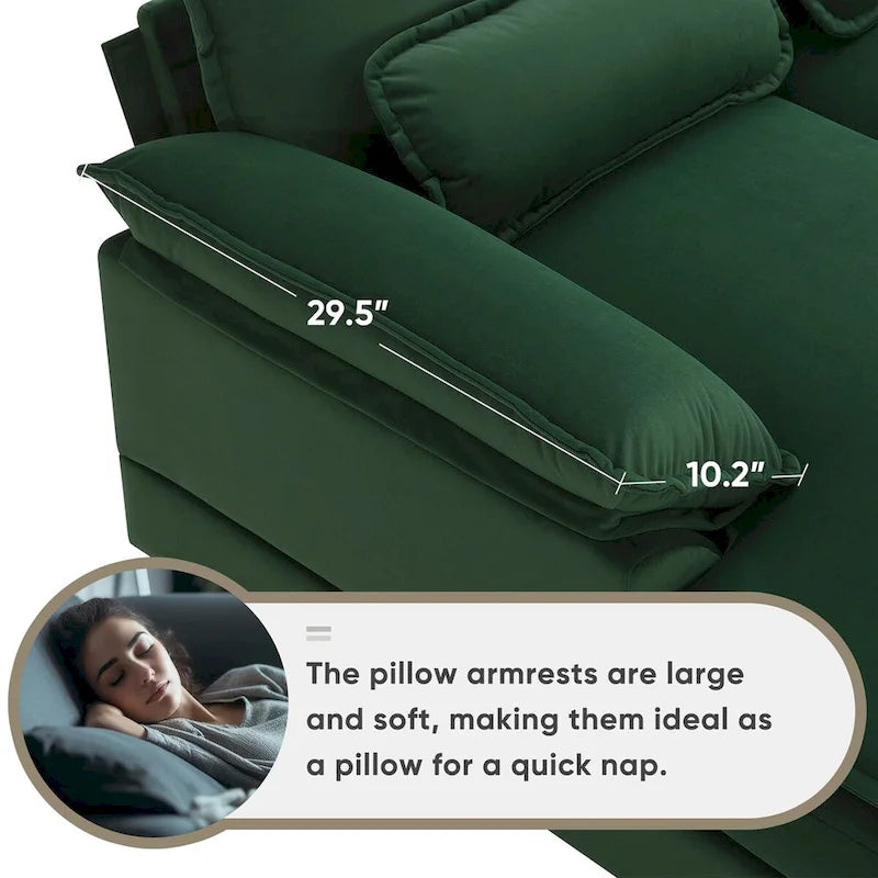Divano a U 123*55 con console, portabicchieri e porte USB, set divano letto imbottito a 6 posti simmetrico con chaise longue