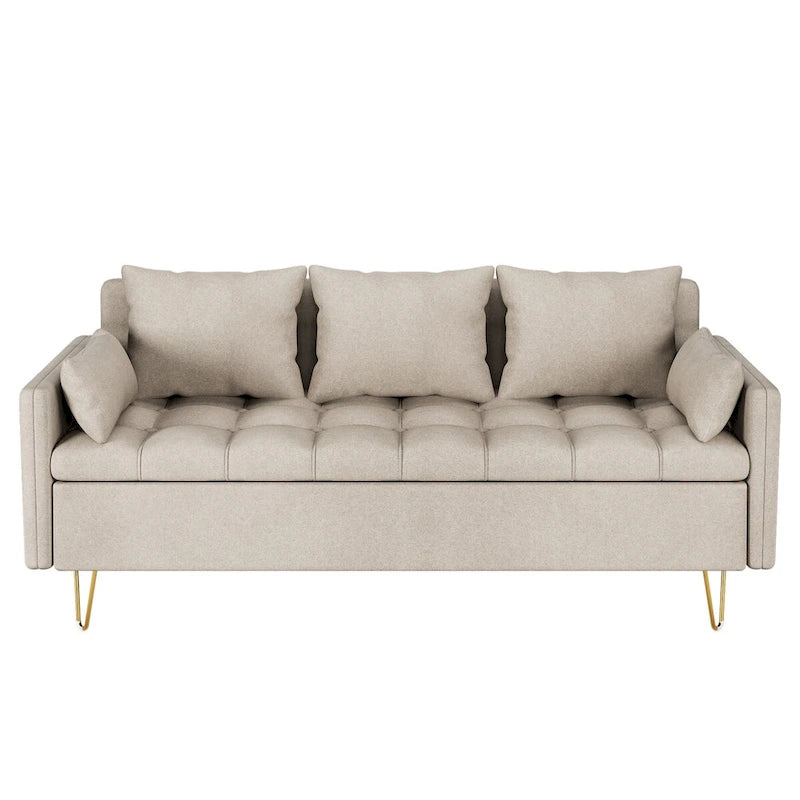 GIMMYFIVE 3-Seater Leather Sofa with Cushion, Couch for Living Room