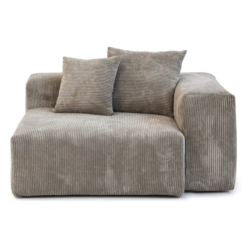 Modern 3-piece Sofa Set with Chaise Ottoman,Corduroy Modular Sectional Couch For Living Room
