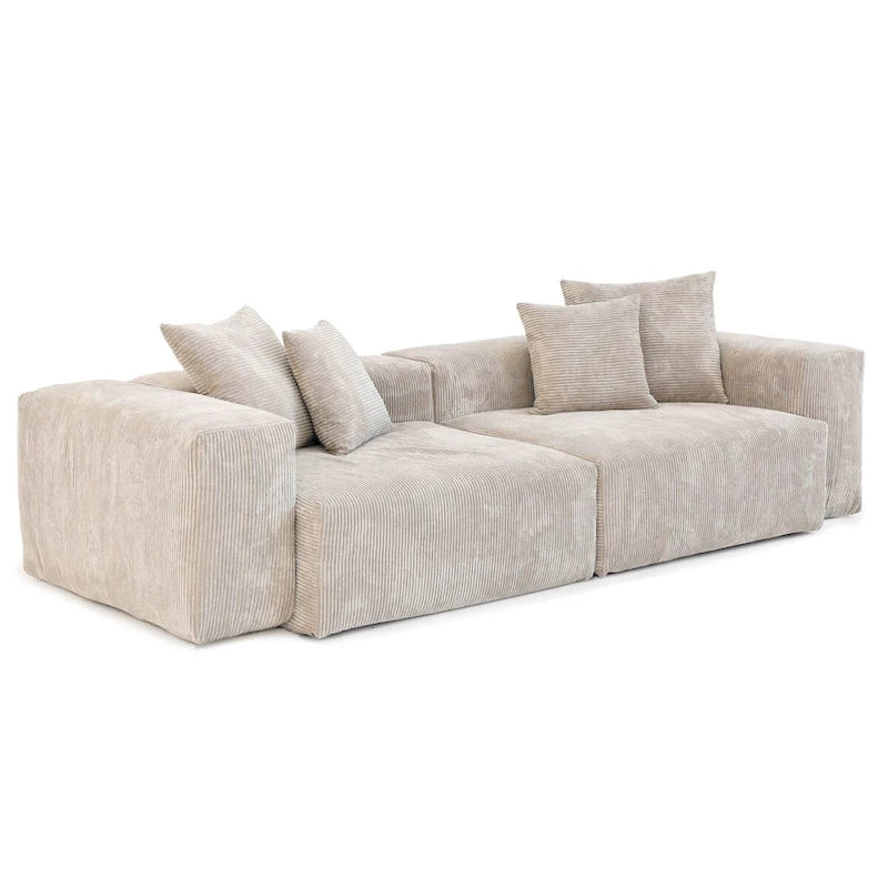 Modern 3-piece Sofa Set with Chaise Ottoman,Corduroy Modular Sectional Couch For Living Room