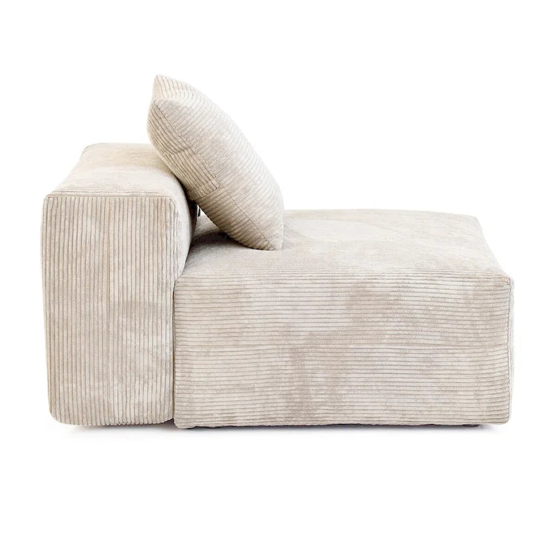Modern 3-piece Sofa Set with Chaise Ottoman,Corduroy Modular Sectional Couch For Living Room