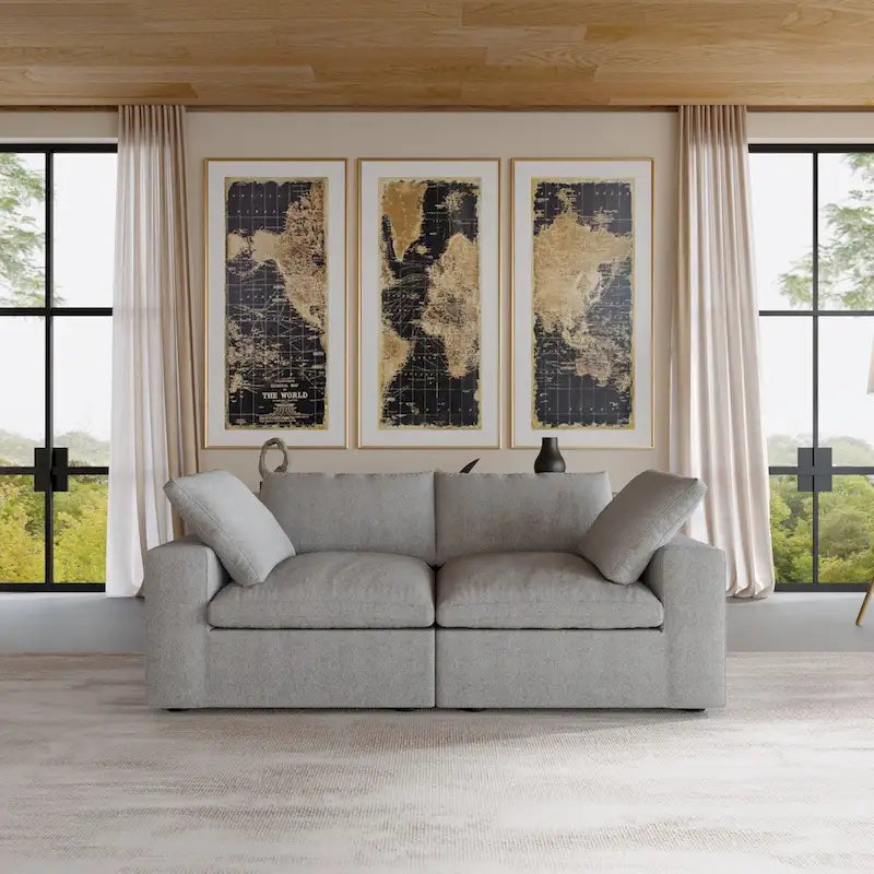 2 Seater Sofa Couch with Pillows for Living Room