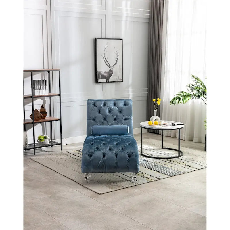 Divano per il tempo libero "Concubine" con piedini in acrilico, tradizionale chaise longue in velluto a botte con cuscino di supporto lombare per soggiorno
