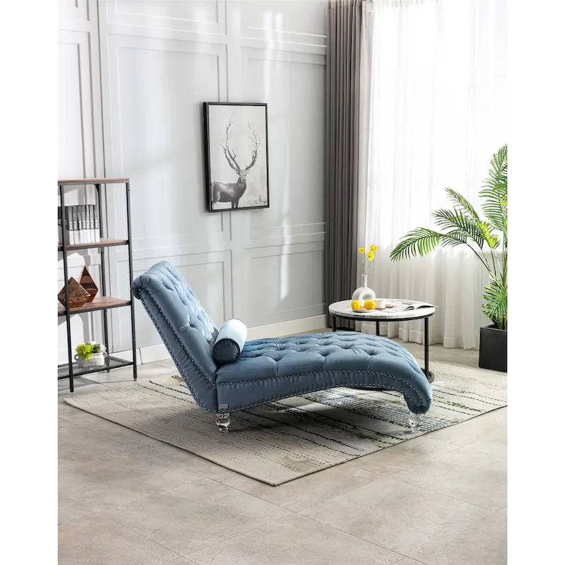 Divano per il tempo libero "Concubine" con piedini in acrilico, tradizionale chaise longue in velluto a botte con cuscino di supporto lombare per soggiorno