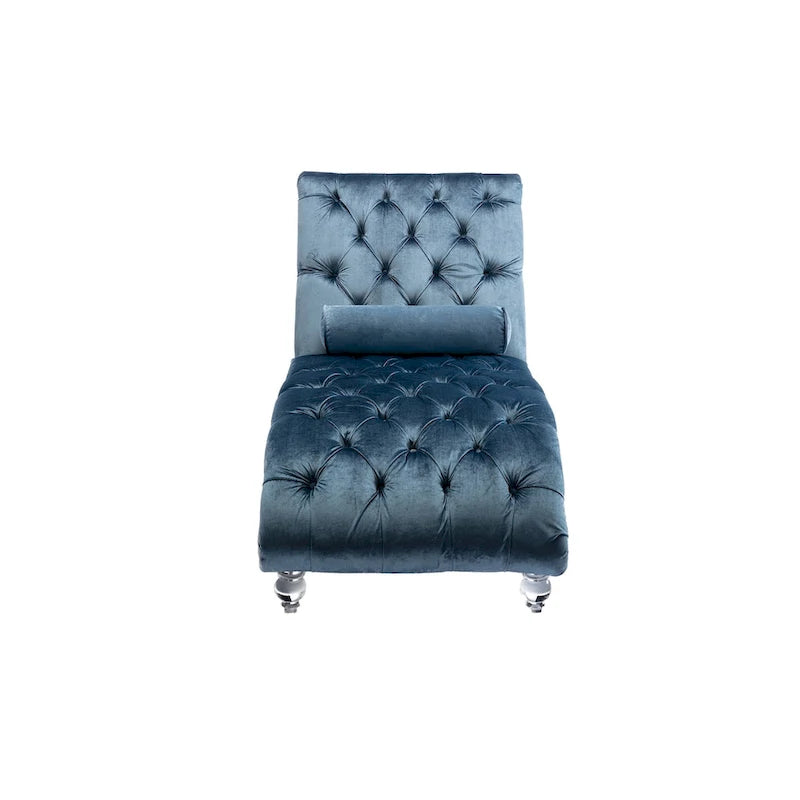 Divano per il tempo libero "Concubine" con piedini in acrilico, tradizionale chaise longue in velluto a botte con cuscino di supporto lombare per soggiorno