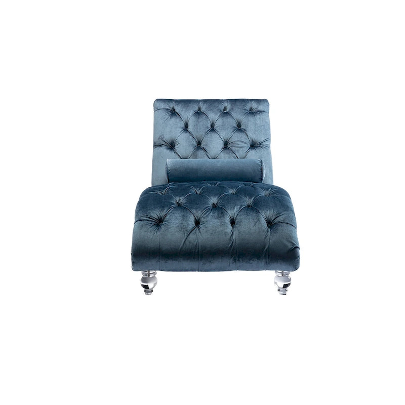 Divano per il tempo libero "Concubine" con piedini in acrilico, tradizionale chaise longue in velluto a botte con cuscino di supporto lombare per soggiorno