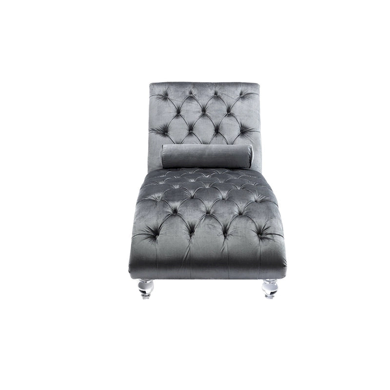 Divano per il tempo libero "Concubine" con piedini in acrilico, tradizionale chaise longue in velluto a botte con cuscino di supporto lombare per soggiorno