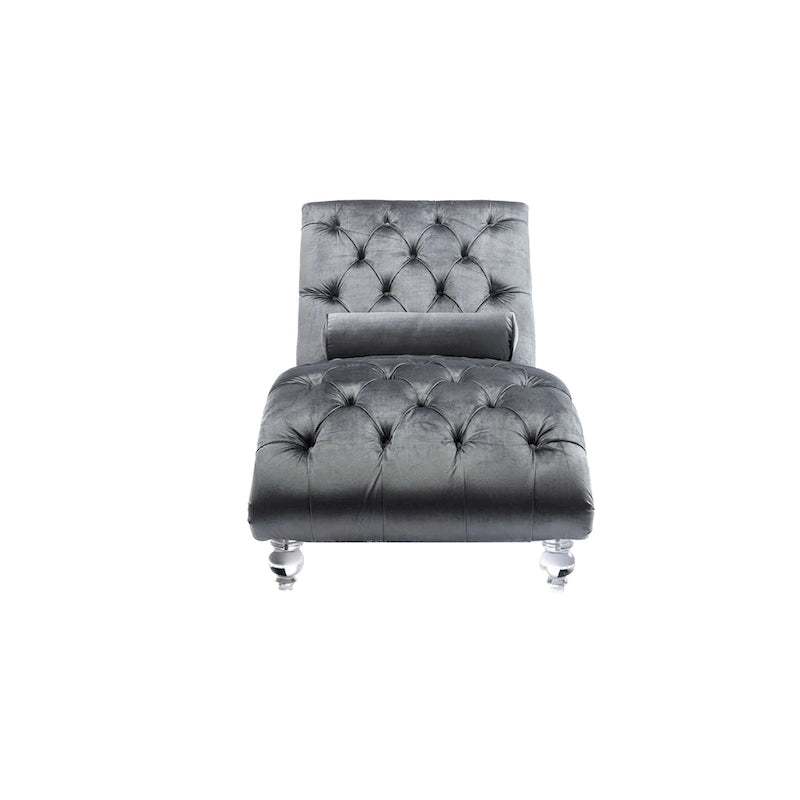 Divano per il tempo libero "Concubine" con piedini in acrilico, tradizionale chaise longue in velluto a botte con cuscino di supporto lombare per soggiorno