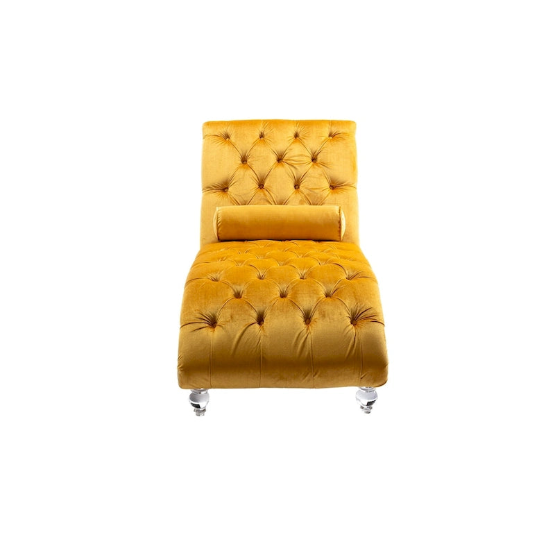 Divano per il tempo libero "Concubine" con piedini in acrilico, tradizionale chaise longue in velluto a botte con cuscino di supporto lombare per soggiorno