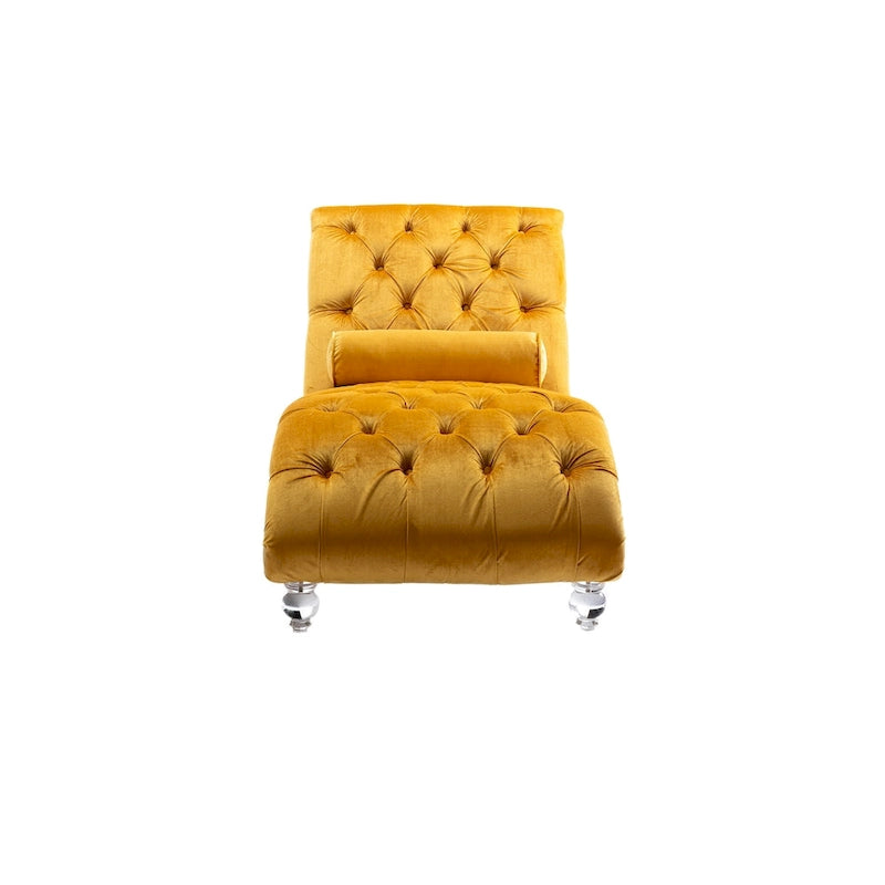 Divano per il tempo libero "Concubine" con piedini in acrilico, tradizionale chaise longue in velluto a botte con cuscino di supporto lombare per soggiorno