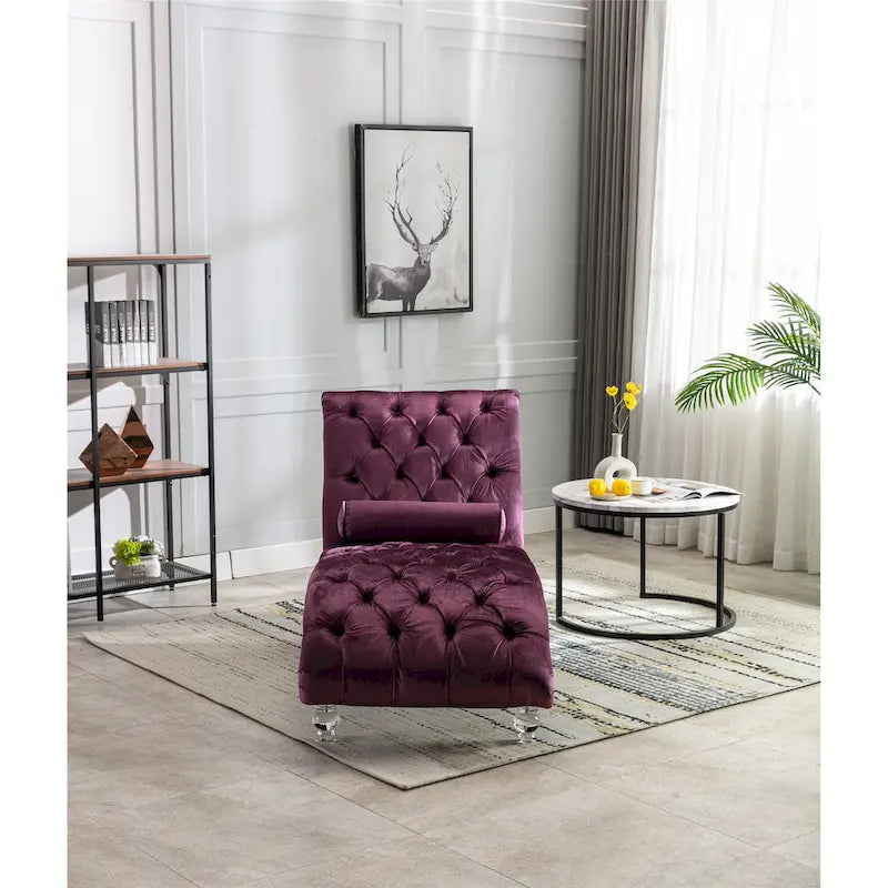 Divano per il tempo libero "Concubine" con piedini in acrilico, tradizionale chaise longue in velluto a botte con cuscino di supporto lombare per soggiorno