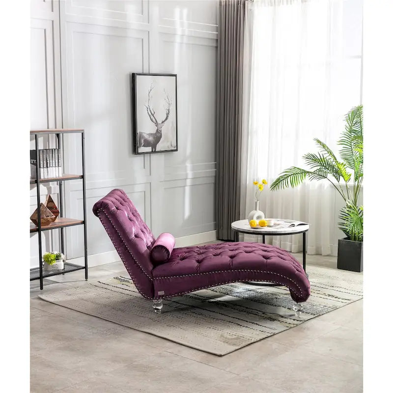 Divano per il tempo libero "Concubine" con piedini in acrilico, tradizionale chaise longue in velluto a botte con cuscino di supporto lombare per soggiorno