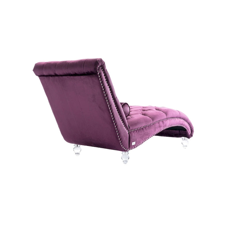 Divano per il tempo libero "Concubine" con piedini in acrilico, tradizionale chaise longue in velluto a botte con cuscino di supporto lombare per soggiorno