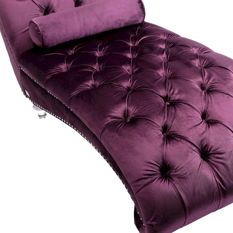 Divano per il tempo libero "Concubine" con piedini in acrilico, tradizionale chaise longue in velluto a botte con cuscino di supporto lombare per soggiorno