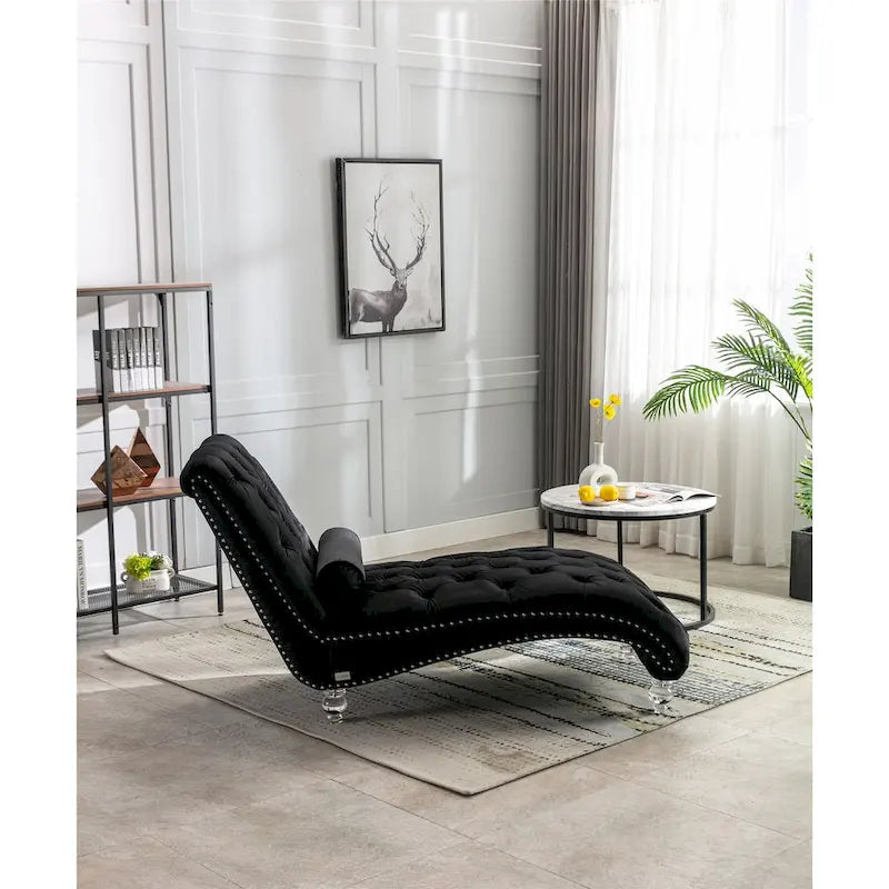 Divano per il tempo libero "Concubine" con piedini in acrilico, tradizionale chaise longue in velluto a botte con cuscino di supporto lombare per soggiorno