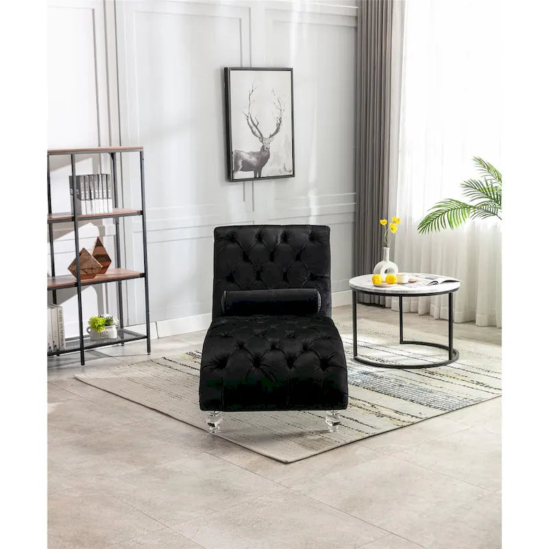 Divano per il tempo libero "Concubine" con piedini in acrilico, tradizionale chaise longue in velluto a botte con cuscino di supporto lombare per soggiorno