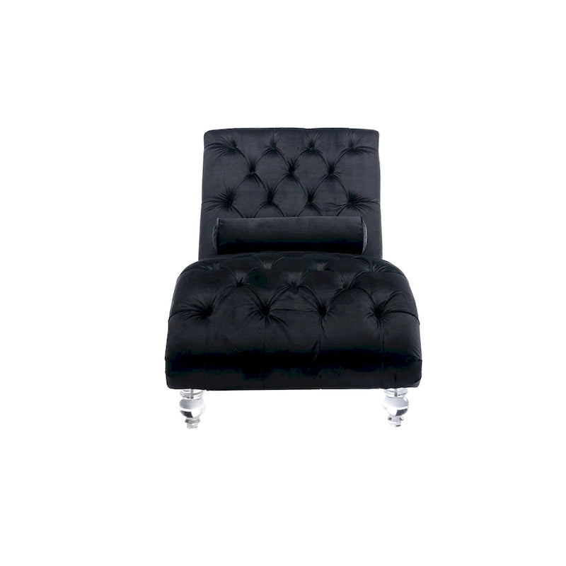 Divano per il tempo libero "Concubine" con piedini in acrilico, tradizionale chaise longue in velluto a botte con cuscino di supporto lombare per soggiorno