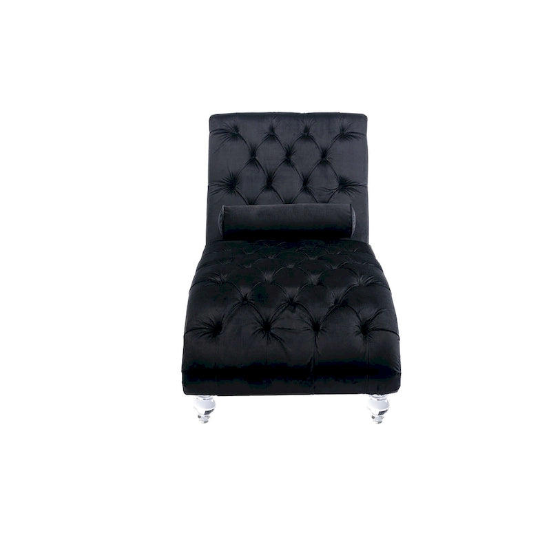 Divano per il tempo libero "Concubine" con piedini in acrilico, tradizionale chaise longue in velluto a botte con cuscino di supporto lombare per soggiorno