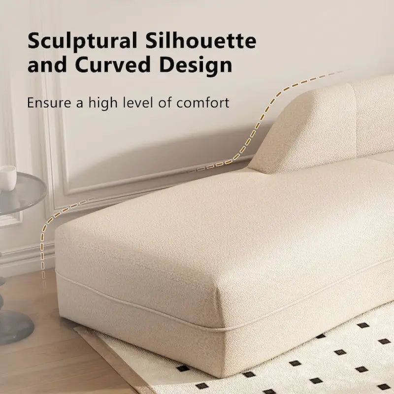 109.4 Chaise longue curva moderna per interni, divano per soggiorno, beige